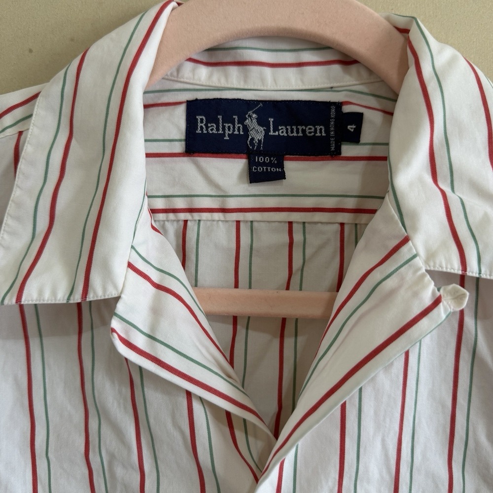 VTG 90s Ralph Lauren Blue Label Striped Shirt Womens 4 Sleeve Pony Preppy - Picture 3 of 8